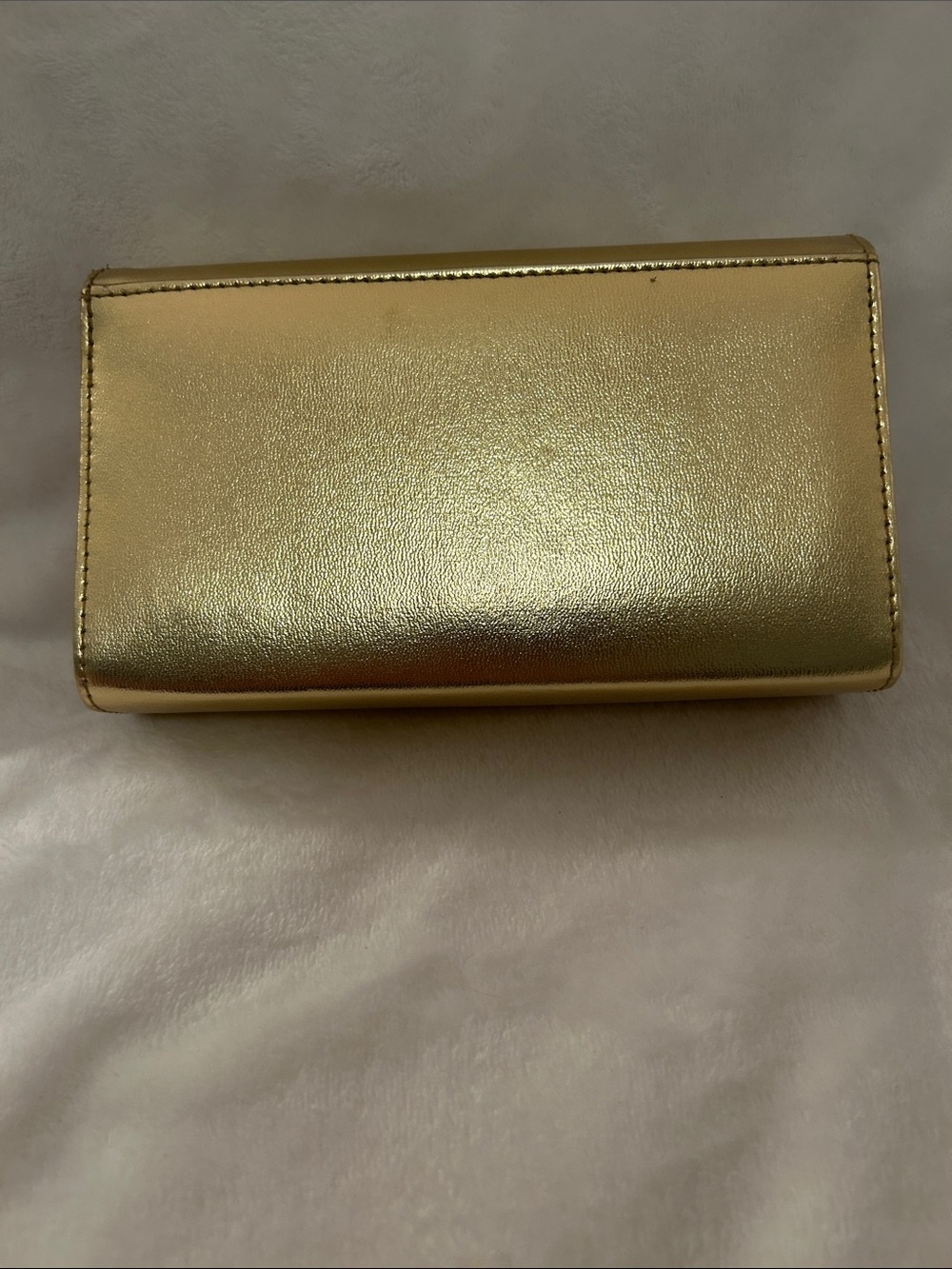 Vintage Metallic Gold Wave-Accent Evening Clutch w/ crossbody strap - Picture 2 of 7